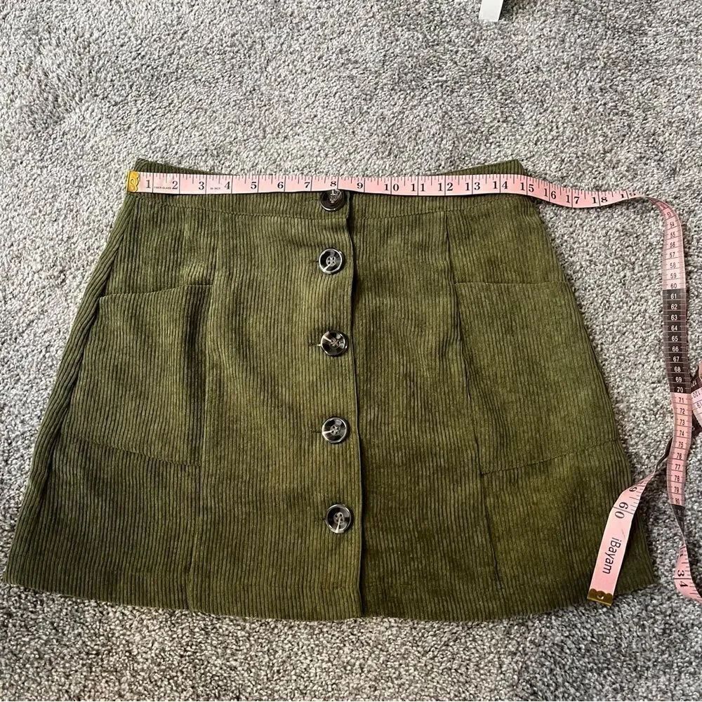 Hem & Thread Olive Button Front Skirt - Picture 6 of 7